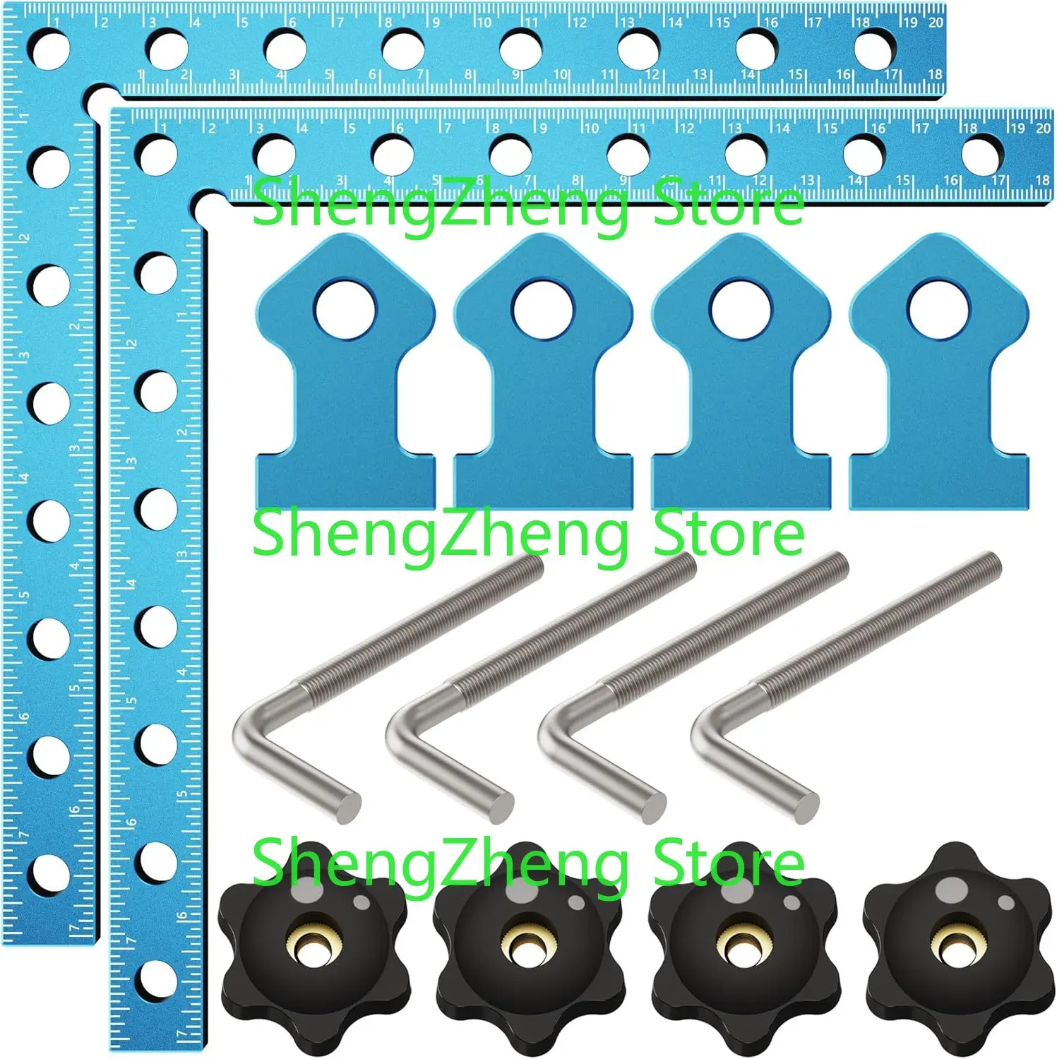 90 Degrees Positioning Squares, Right Angle Squares with 4 Clamps, Aluminium Alloy L-Type Corner Clamp Woodworking Clamping Tool