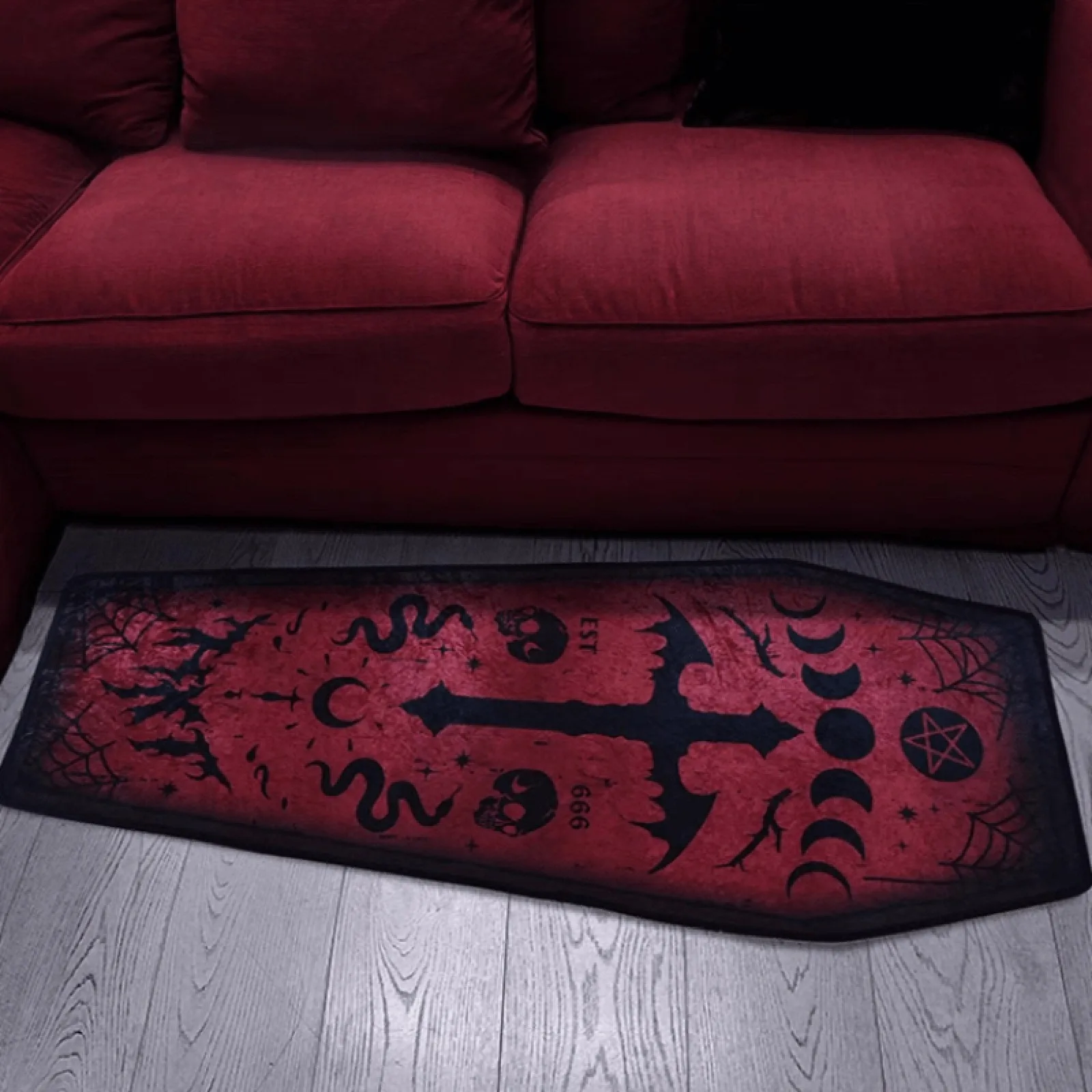 

Witch Style Carpets Living Room Halloween Bedroom Decor Vampire Carpet Dark Gothic Coffin Door Mat Original Design Thick Rugs