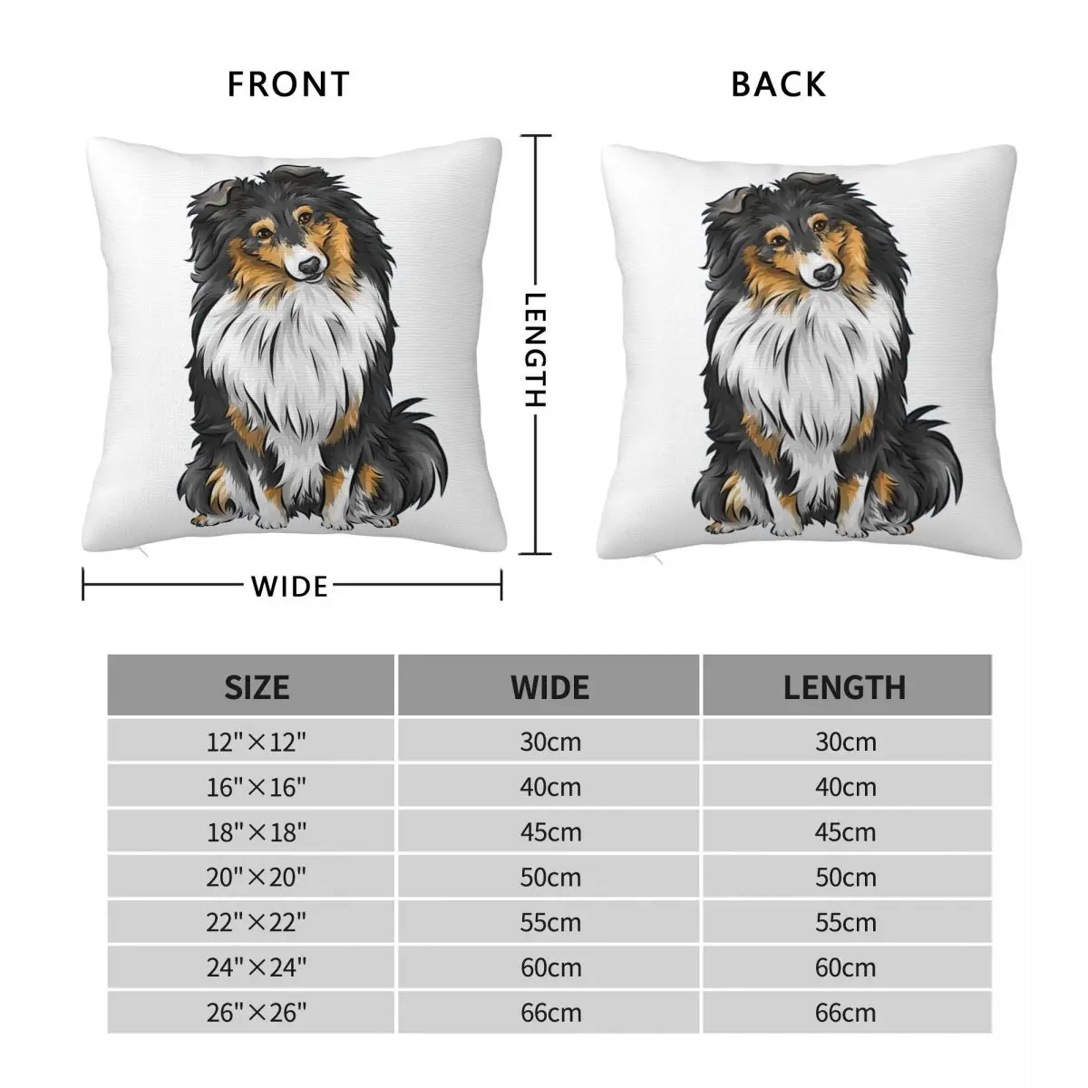 Sheltie Dog Square Pillowcase Pillow Cover Polyester Cushion Decor Comfort Throw Pillow for Home Sofa