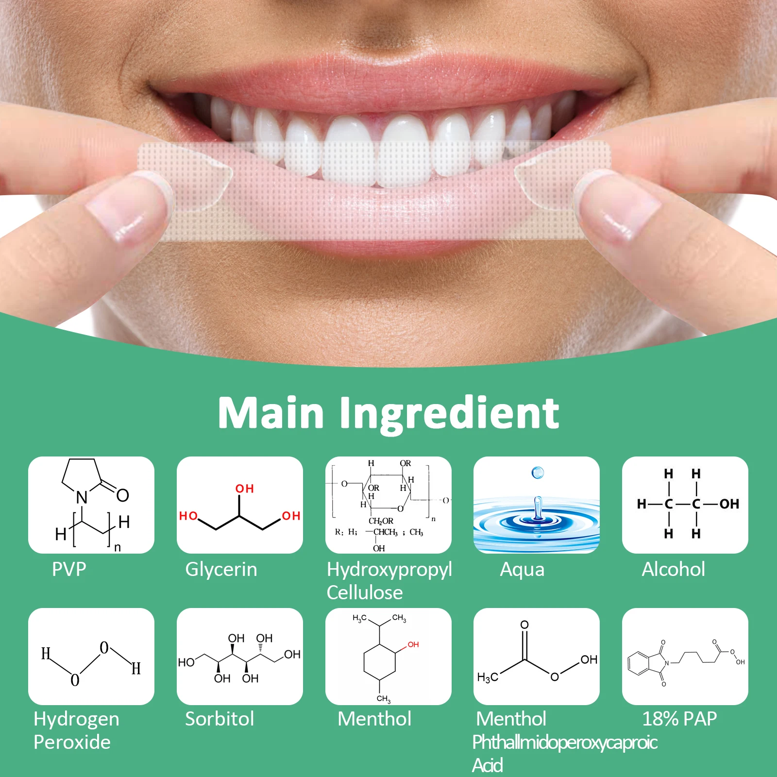 MYBYS Coconut Flavor Teeth Whitening Strip 42 Pcs For Teeth Whitener Stripping Dental Bleaching Professional 18% PAP Oral Care