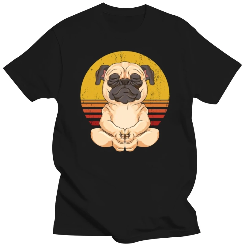 Meditation Pug Gift Yoga Mandala Pug Sunset Dog T Shirt Pictures Tee Shirt Spring Over Size S-5XL Customized Comfortable Shirt