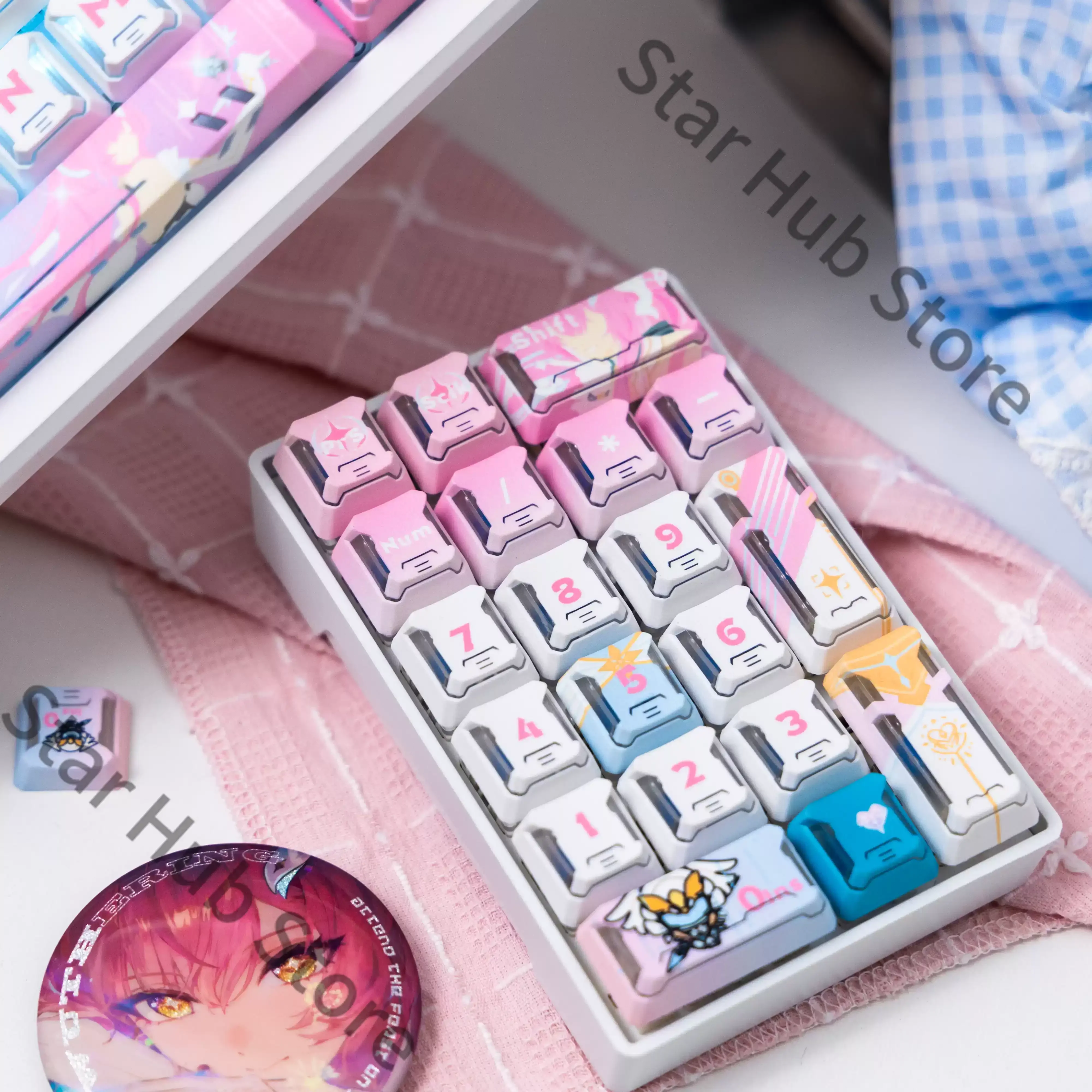 Wuthering Waves ‌Aemeath‌ Cosplay Anime PBT Keyboard Cap Kforce Front Light Transmission Original Keycap Ornament Game Gifts view 5