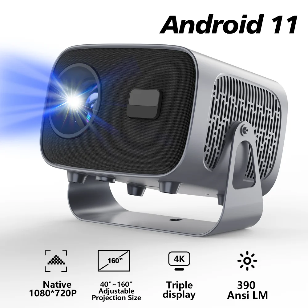 4K HY-310 Projector Android 11.0 390ANSI  BT5.0 1080P Home Cinema Theater Office Outdoor Smart Portable Projector