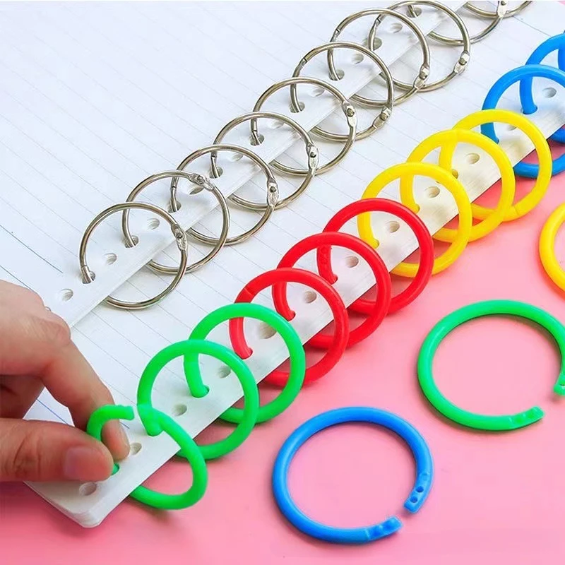 

50 Pcs Plastic Ring Binder 15/20/28/32/40mm DIY Albums Circle King Ring Opening Loose-leaf Book Hoops Office Binding Supplies