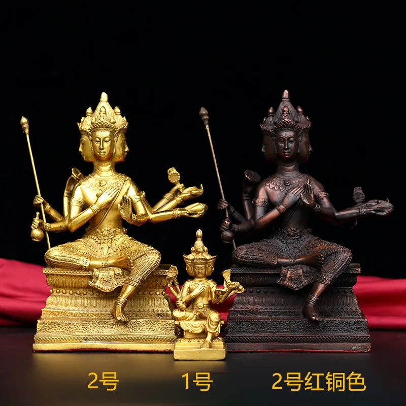 Four-Sided Buddha Brass Four-Sided Buddha Ornaments Brass Statue Home Decorative Crafts