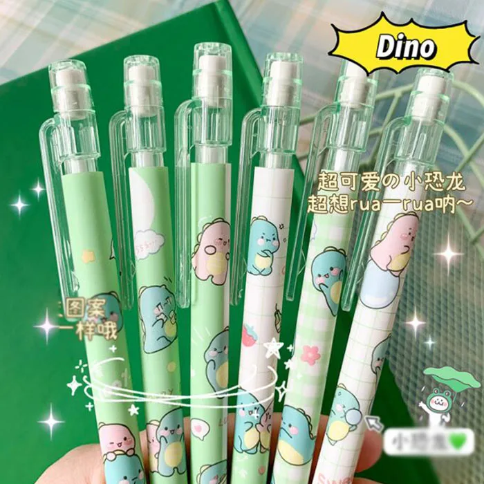

48 pcs/lot Cartoon Dinosaur Mechanical Pencil Cute Drawing Writing Automatic Pen School Office Supplies