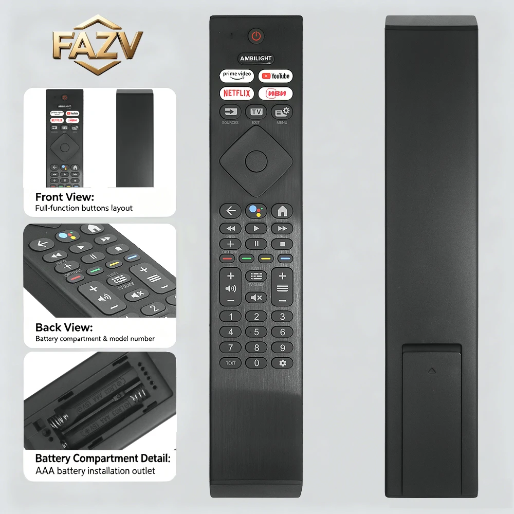 FAZV Voice Remote for Philips 398GM10BEPHN0058SY SRC-4526 50/55/65PUS8519 85191/60 65PUS87291/60 OLED TV