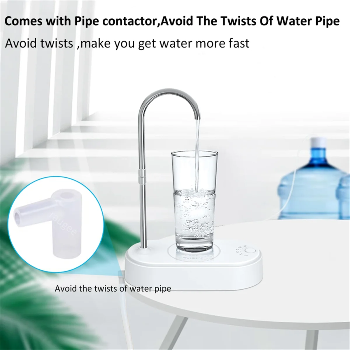 Water Bottle Pump Desktop Electric Water Dispenser Type-C Charging Portable Automatic Desktop Water Pump White