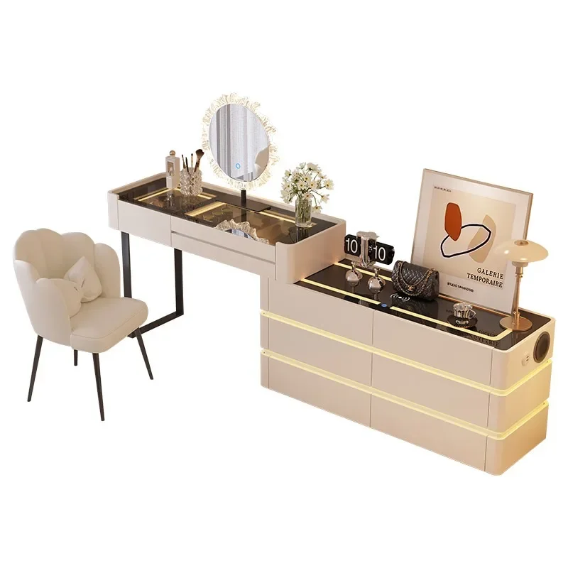 Solid wood dresser bedroom modern simple medieval cream style makeup table storage cabinet integrated