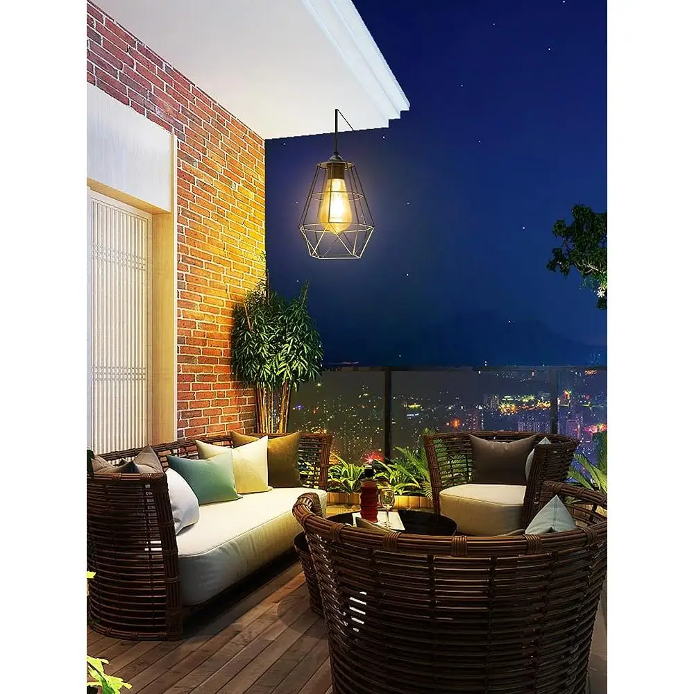 Solar Pendant Lights Remote Control Solar Powered Shed Light 4000mAh Rechargeable Battery Long Lasting Brightness Adjustable