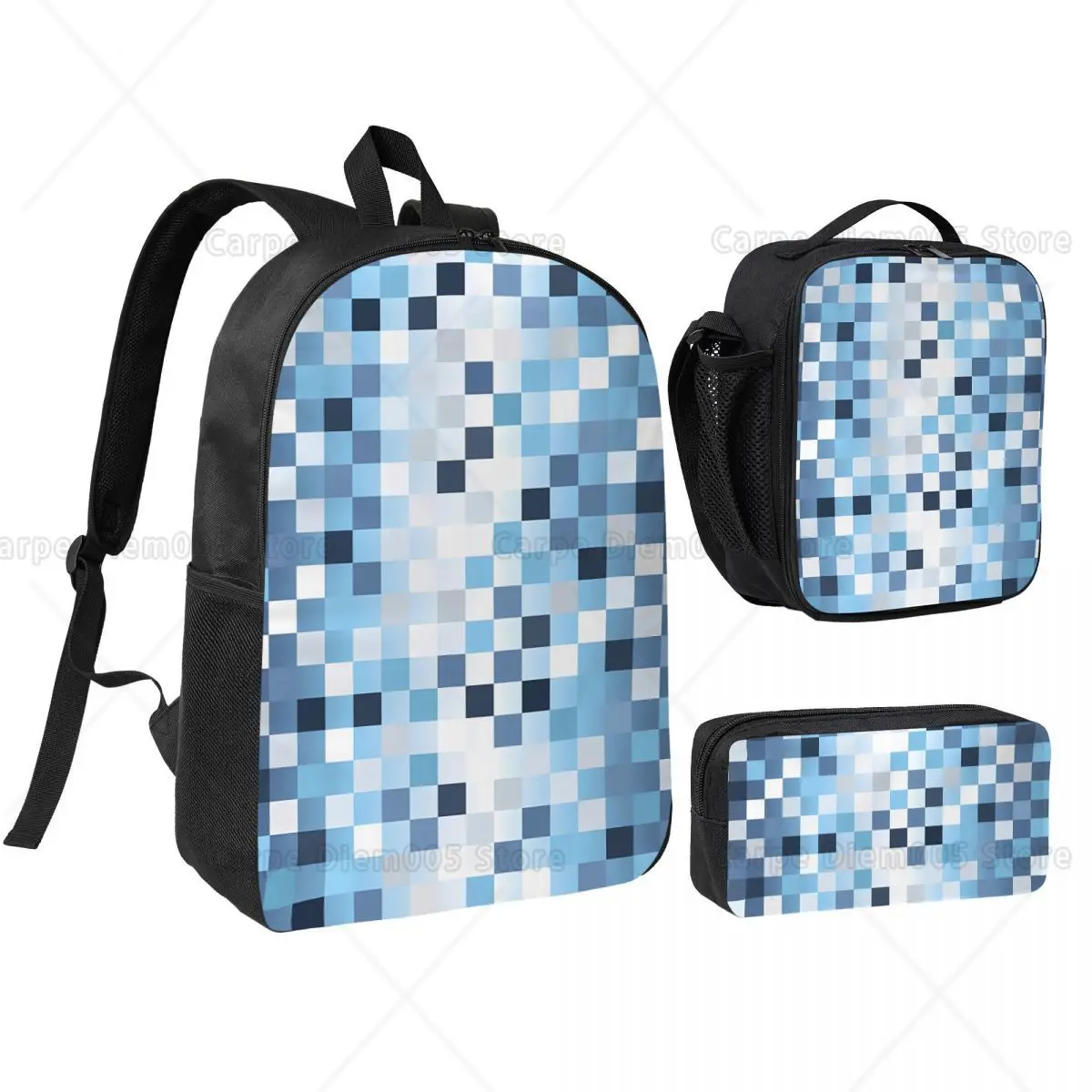 

Набор рюкзаков для девочек и мальчиков, пеналы, синие пиксельные сумки для книг, наборы с ланч-боксом для учащихся начальной школы, рюкзак