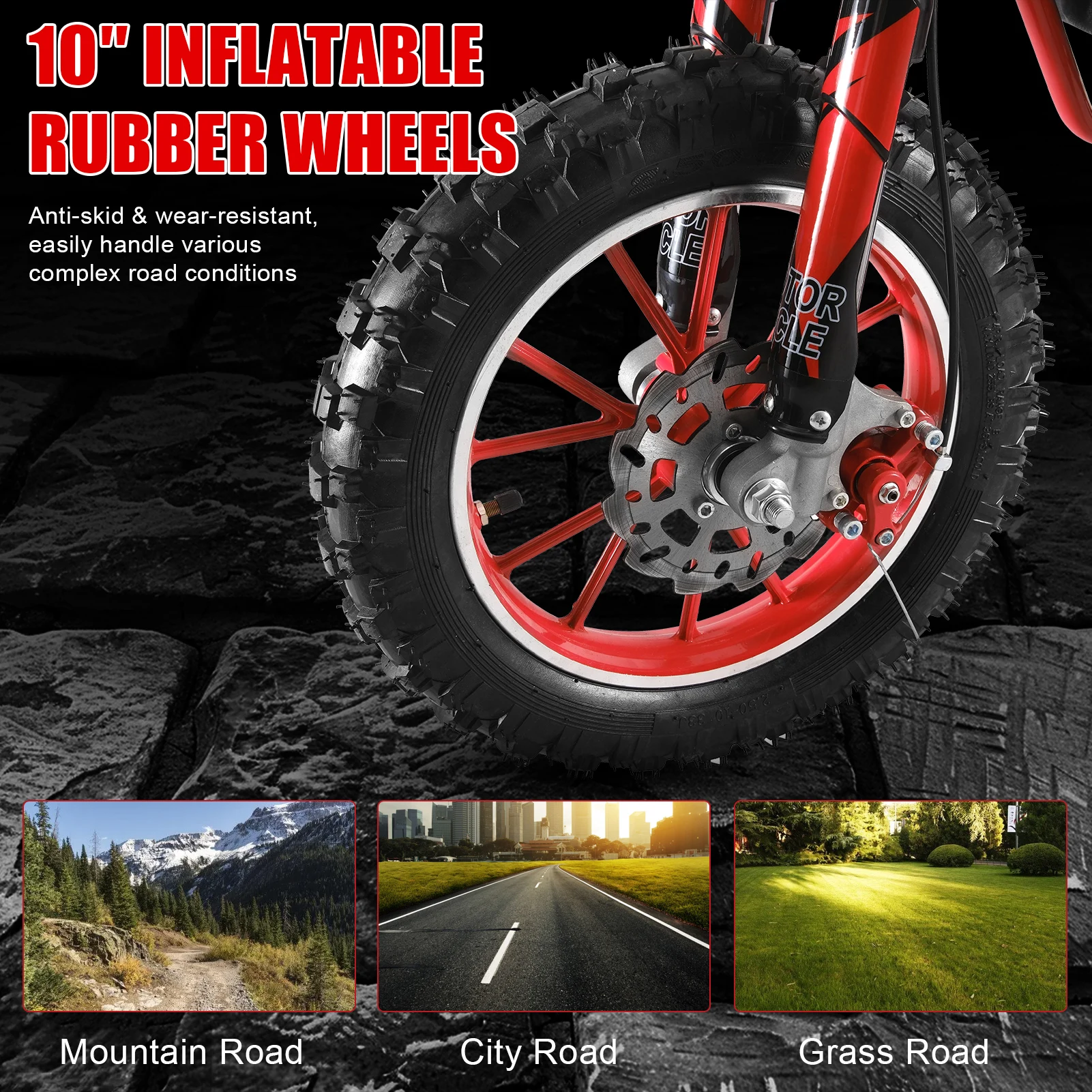 Off Road Mini Motorcycle 49cc 2-Stroke Kids Dirt Bike Gas Power Motocross Pocket Motorbike with Front Rear Disc Brakes