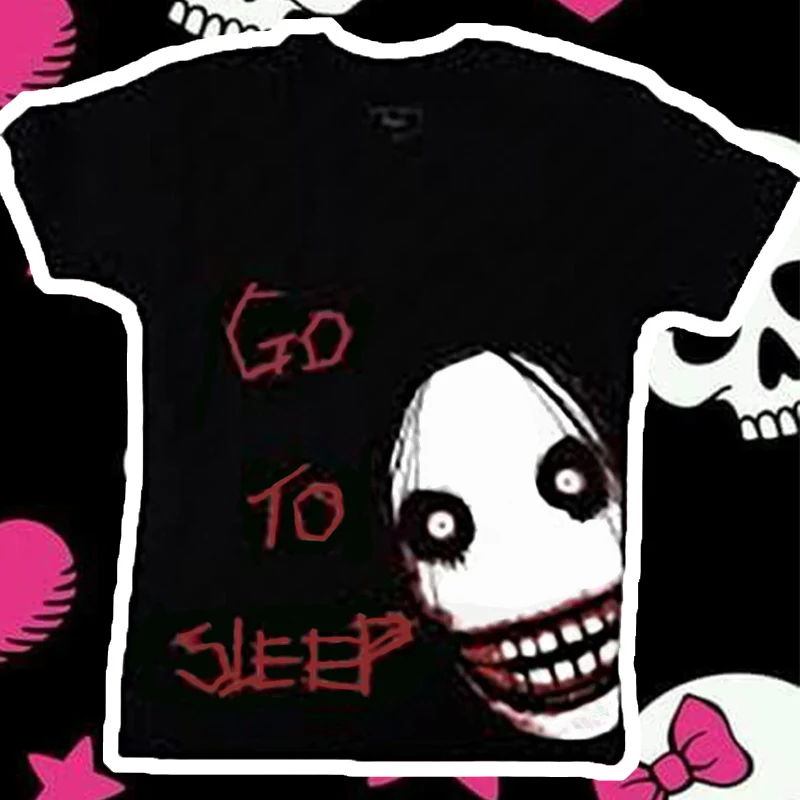 

Европейский и американский стиль 2025 года, мужской и женский креативный призрак, принт на лице, ретро 90-х годов, Харадзюку, детский уличный панк, готический стиль