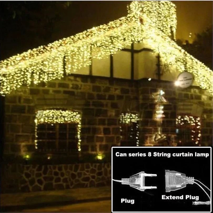 Outdoor Led Curtain Icicle String Lights - Christmas Decor, 5M Length, 0.4-0.6m Droop, Party & Garden Decoration