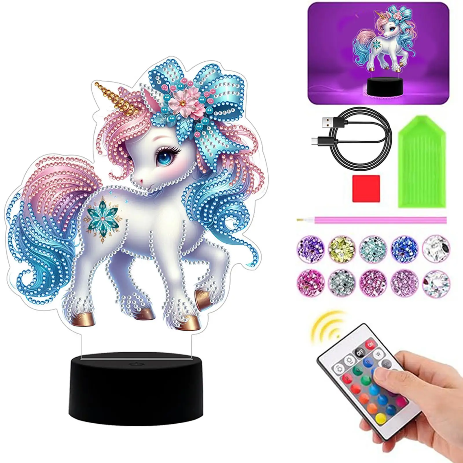 

DIY Единорог Алмазная картина Лампа Алмазная картина Прикроватная лампа Художественные ремесла Украшение дома для декора спальни Подарки