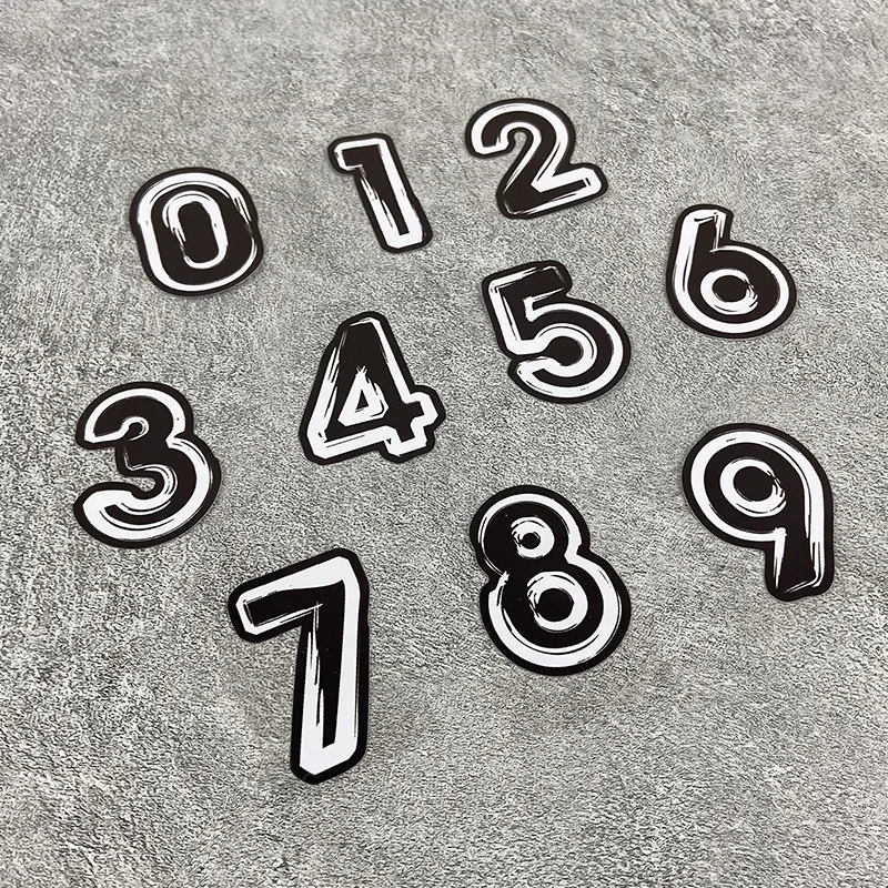 1PC 0123456789 Black Number Waterproof Vinyl Sticker, Decal for Motorcycle Fuel Tank Helmet Electric Scooter Car Window Decor
