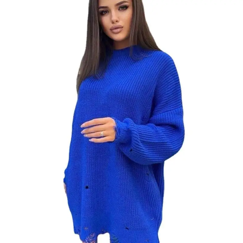 Длинный вязаный свитер Dr Sved Hem средней длины, повседневный, из полиэфирного волокна, цельный, весна 2024, Faion Ladies Dr