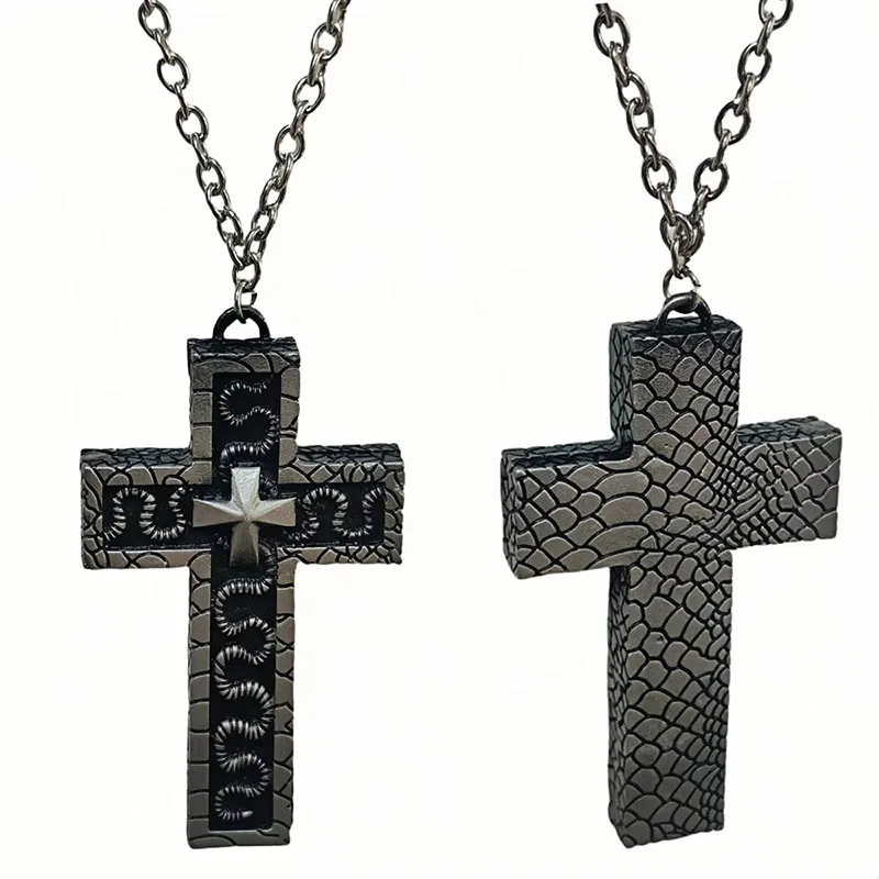 Collar de cruz con compartimento secreto, collar con colgante de cruz antigua, collar con colgante de moda gótico Punk Hip Hop, joyería
