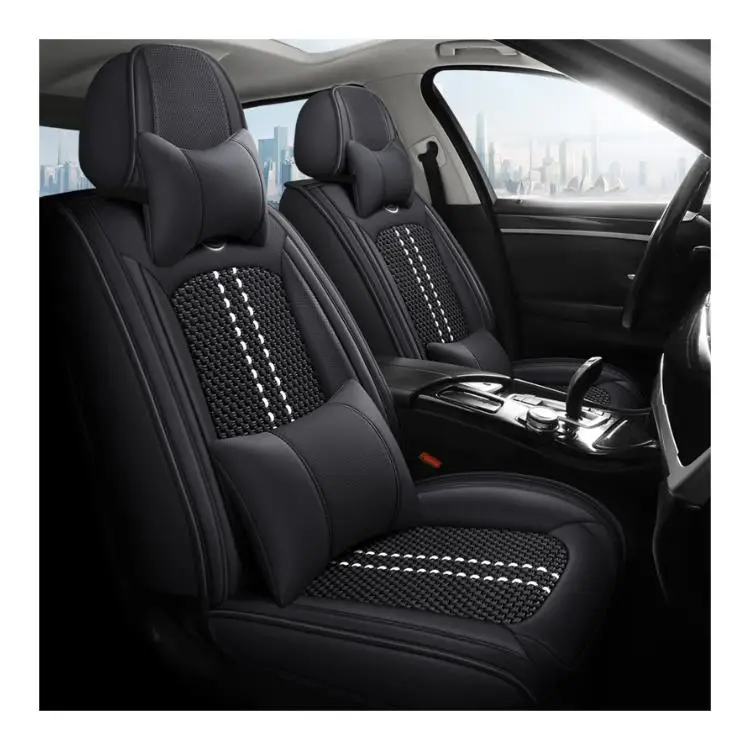 

Black Pu Pvc Ice Silk Business Leather Car Seat Covers With Headrest For Sportage Accent Santana Ranger Tucson Crv Lulu An10