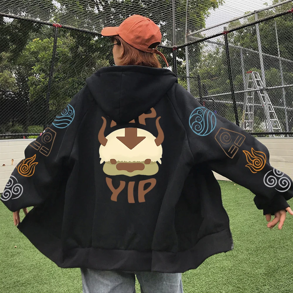 NEW Women Cute Appa Yip Avatar The Last Airbender Zipper Hoodies Harajuku Oversized Pullover Korean Version Men Zipper Jacket C