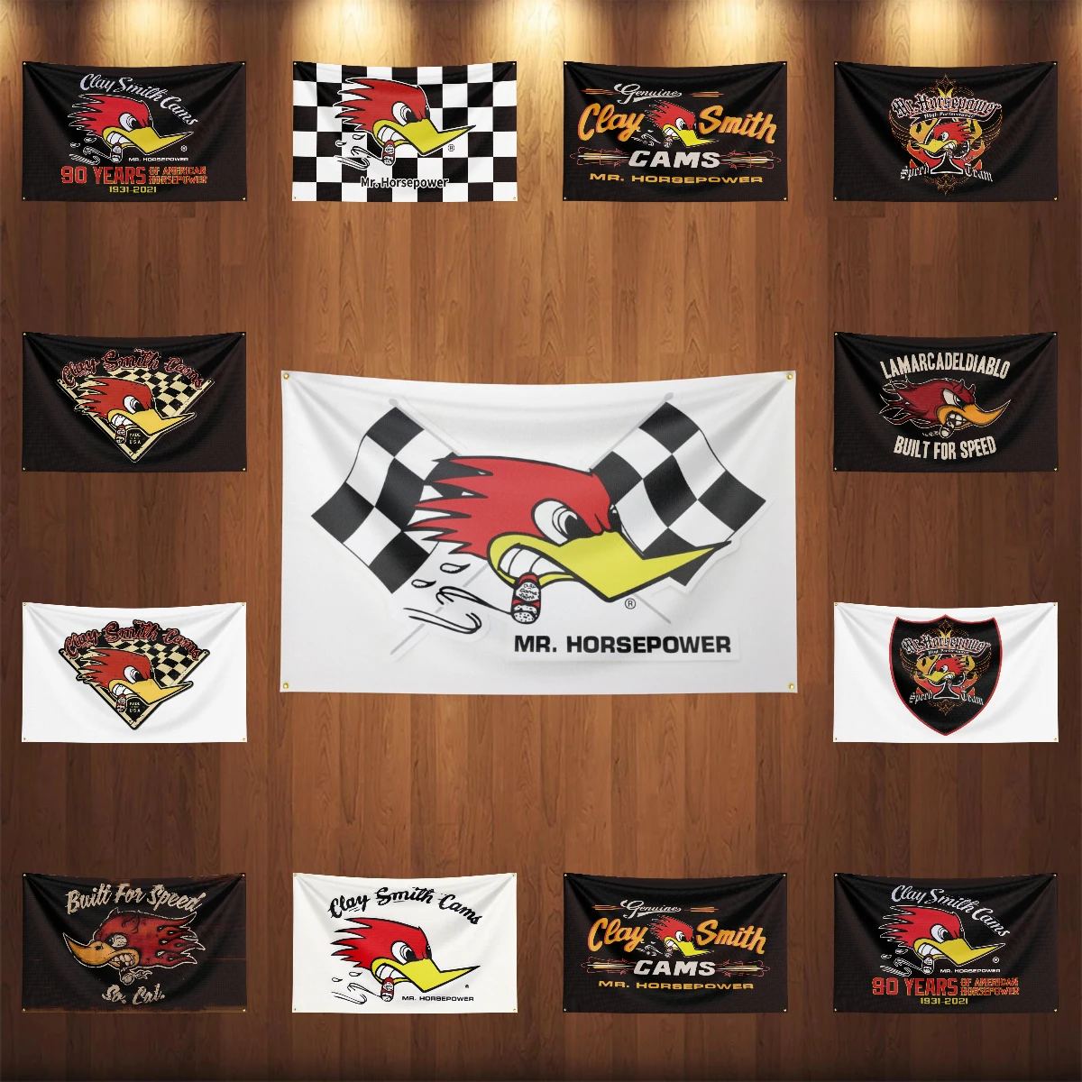 3x5 Ft Mr.Horsepowers Clay Smith Cams Flag Polyester Printed Horsepower Flags for Room Garage Decor