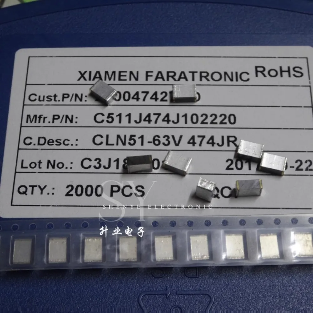

10PCS Xiamen FARA C511A 0.47uf/63v 470nf u47 474 New SMD chip film capacitor SMD2220