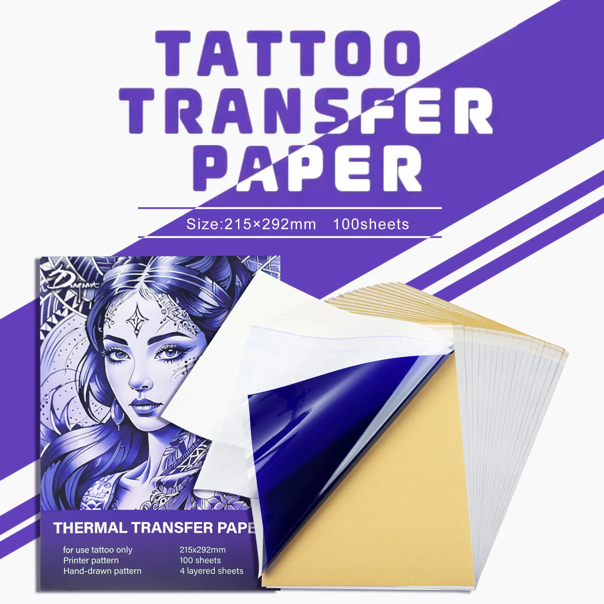 100/20pcs Tattoo Transfer Paper Carbon Thermal Stencil 4 Layered Sheet Tattoo Copy Paper Tracing Paper for Tattoo Supplies