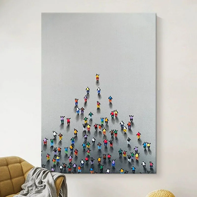 Creative and Minimalist Crowd Living Room Hanging Painting Handmade Oil Paintings For Home Decoration Bedroom Dining Room Living