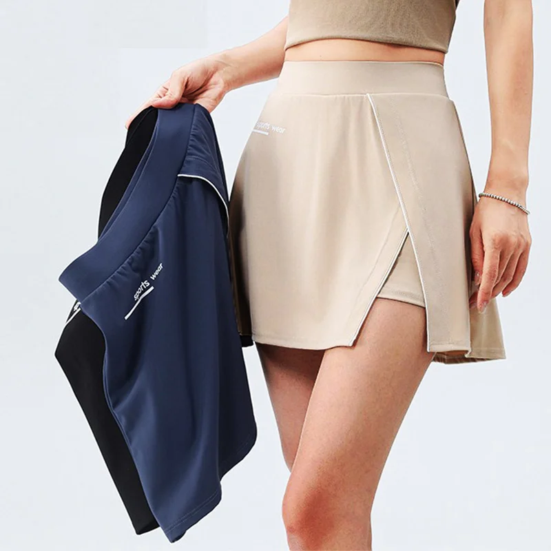 

Aiithuug Юбка для гольфа с боковым разрезом и встроенными шортами Теннисная юбка Короткие спортивные штаны для бега с широким поясом для контроля живота