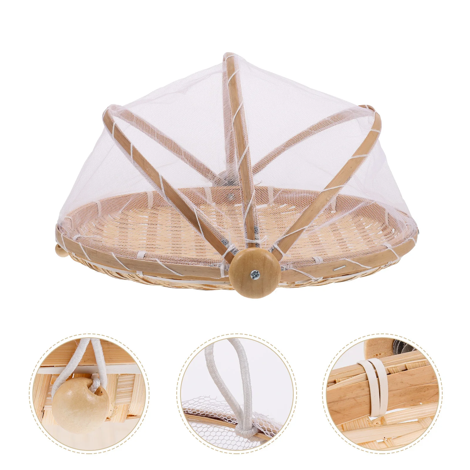 

2pcs Bamboo Woven Baskets Multi-Purpose Storage Fruit Vegetable Household Craft Container Food Drying Steamed Bun Kitchen