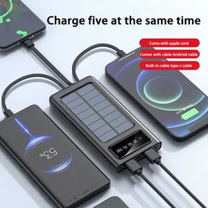 Solar energy bank Xiaomi 200000 Quick Charging Battery of Mobile Mobile Energy MAH with double cables USB 4 for iPhone Samsung 8 Main Sales Power Bank Solar Energy - №1