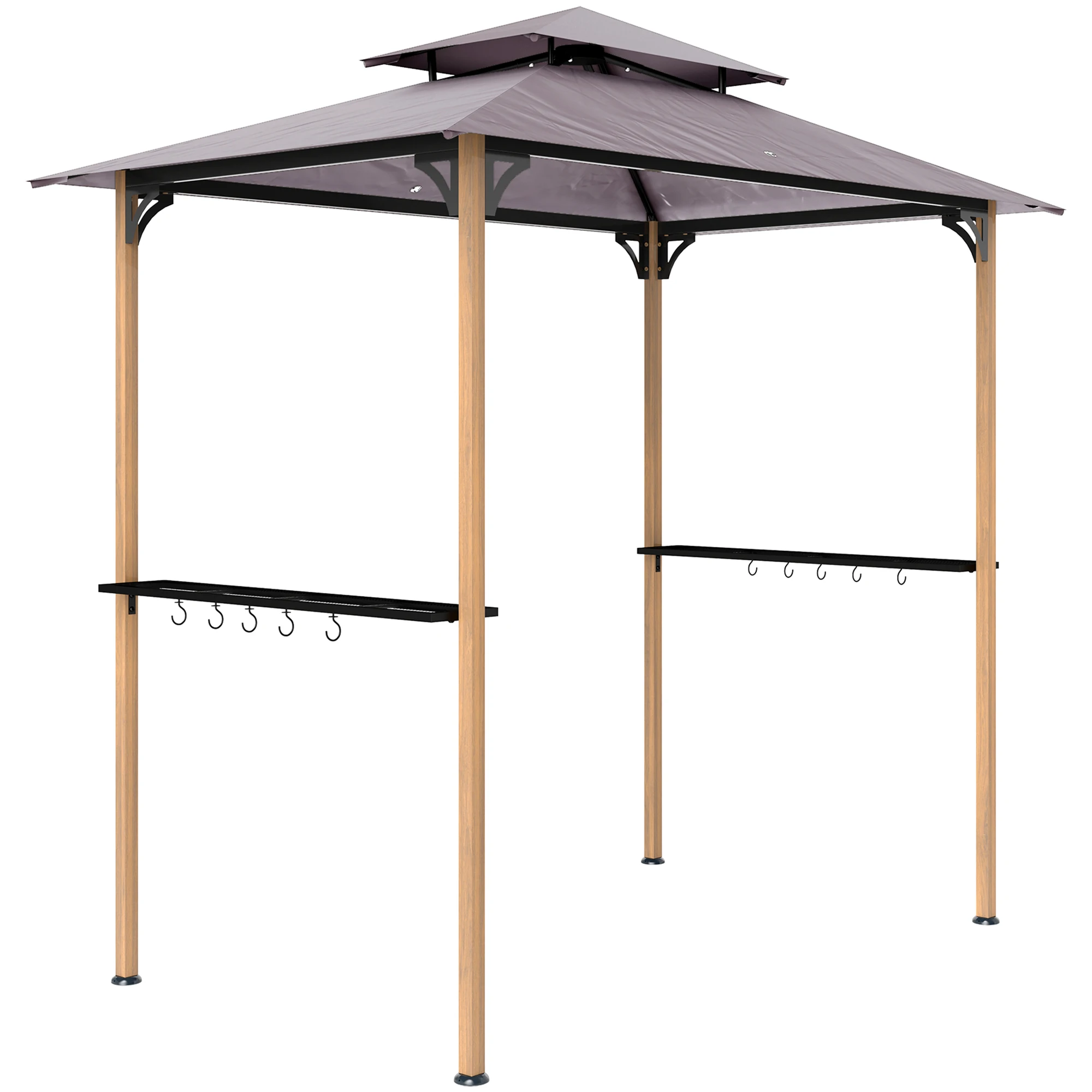 8' X 5' Grill Gazebo, Double Tier Outdoor Bbq Gazebo with 5 Hooks