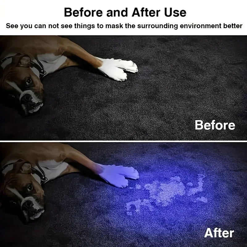Tragbare UV-Taschenlampe UV 395nm, zoombare ABS-Taschenlampe, 3 Modi, Camping-Ultraviolettlampen zur Erkennung von Haustierflecken und Fluoreszenz. – Detail 8