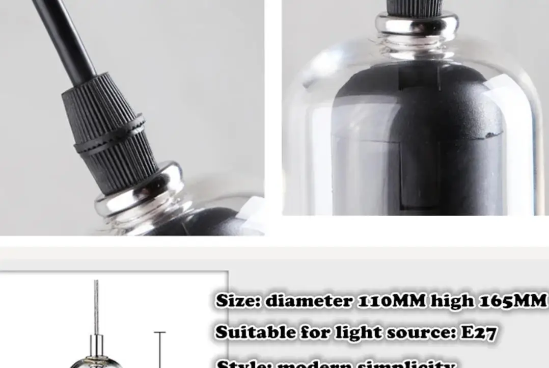 

Modern Pendant Lights Clear Glass Lampshade Loft Pendant Lamps E27 220V for Dinning Room Home Decoration Lighting Amber Glass