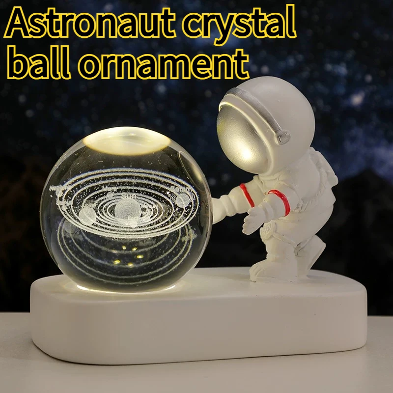 Creative Astronaut Crystal Ball Night Light Ornament Astronaut Desktop Decoration Craft Give A Friend A Birthday Gift