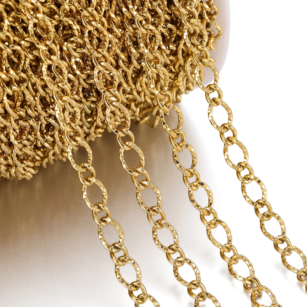 1Meter No Fade Multi Styles Stainless Steel Star Thick Cable Curb Chains for DIY Necklace Bracelet Jewelry Making Accessories view 3