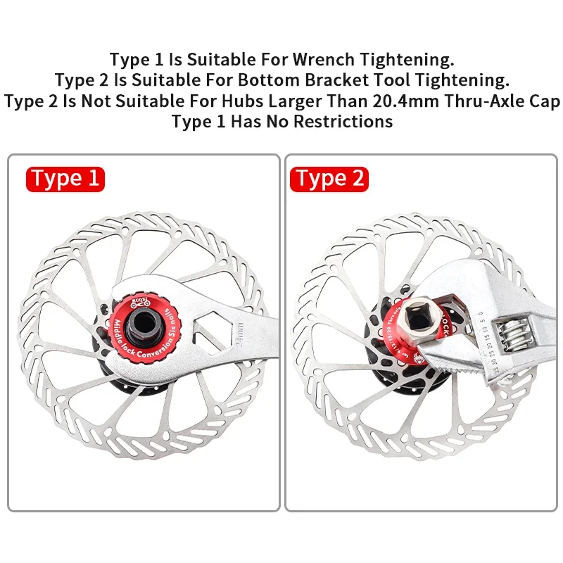 MUQZI Centre Lock to 6-Bolt Disc Brake Rotor Adapter Bike Centerlock Rotor Lockring