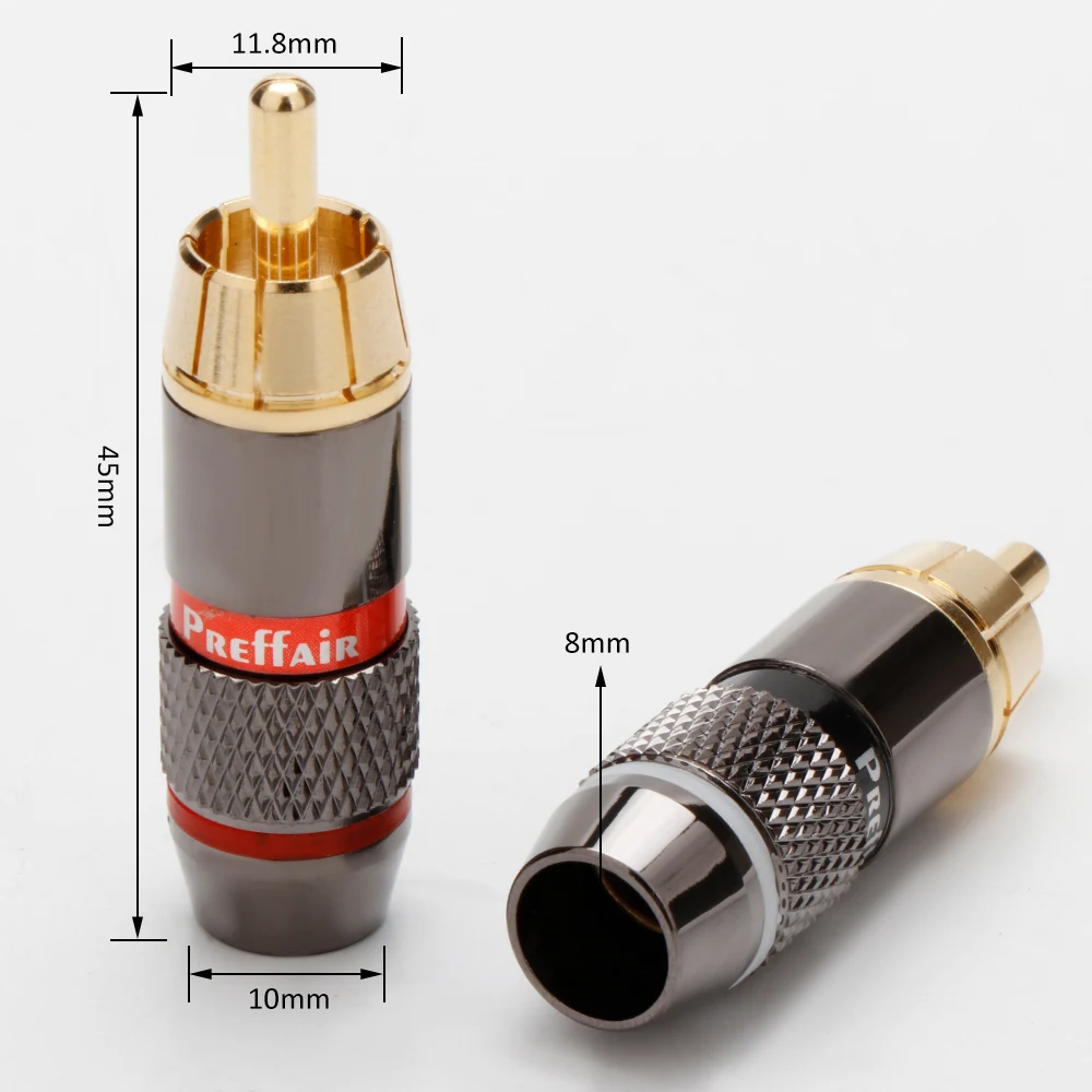 Connecteur RCA en alliage métallique, 4 pièces, vis verrouillée pour soudure, plaqué or, prise mâle RCA, adaptateur Jack pour câble vidéo audio jusqu'à 6mm