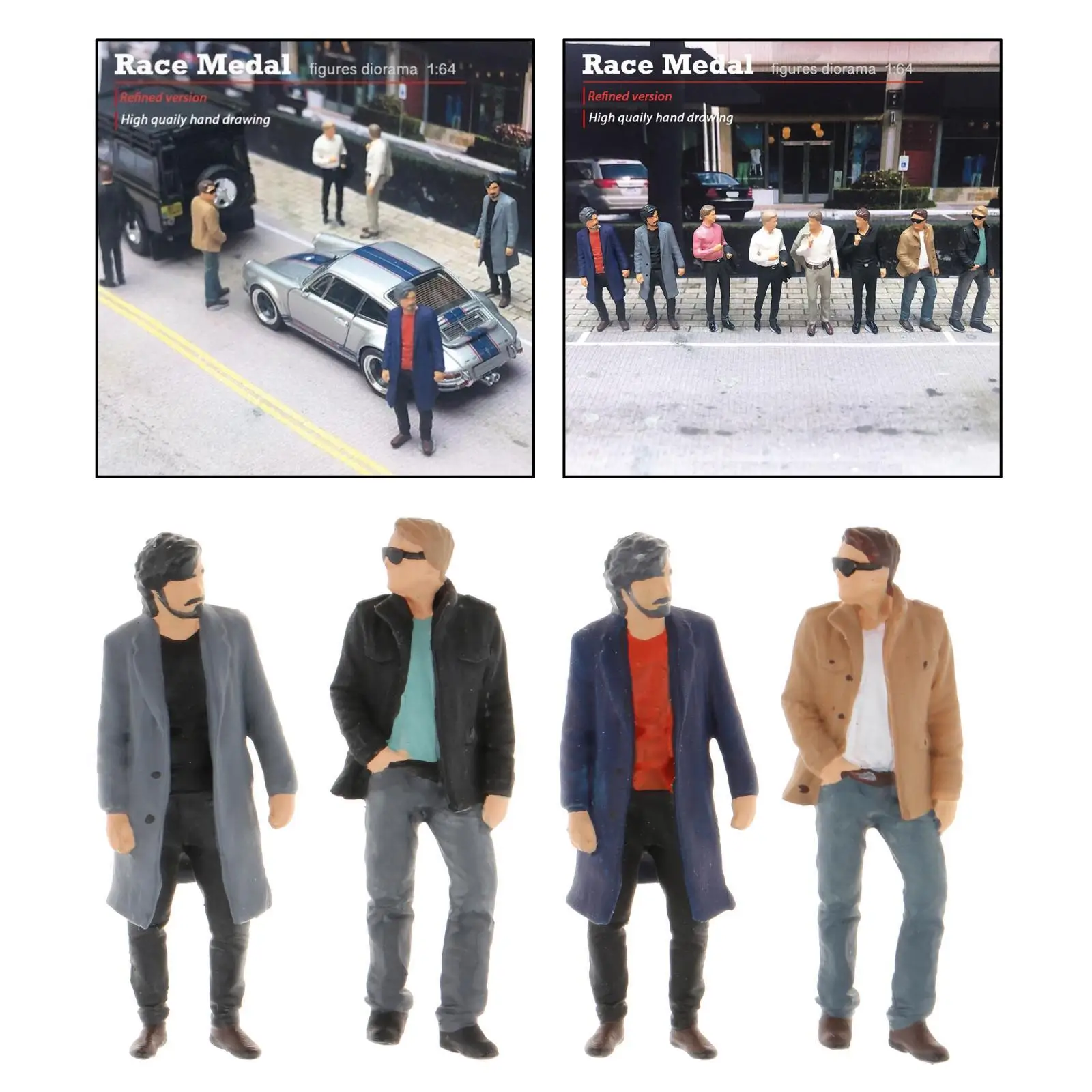 1:64 Diorama pintado figura pessoas jaqueta modelo roda de parque de construção