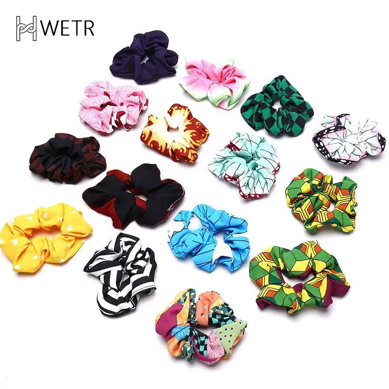 2021 Fashion Demon Slayer: Kimetsu No Yaiba Scrunchie Elastic Handmade HeadBands Hair Band Rope Clip Headdress