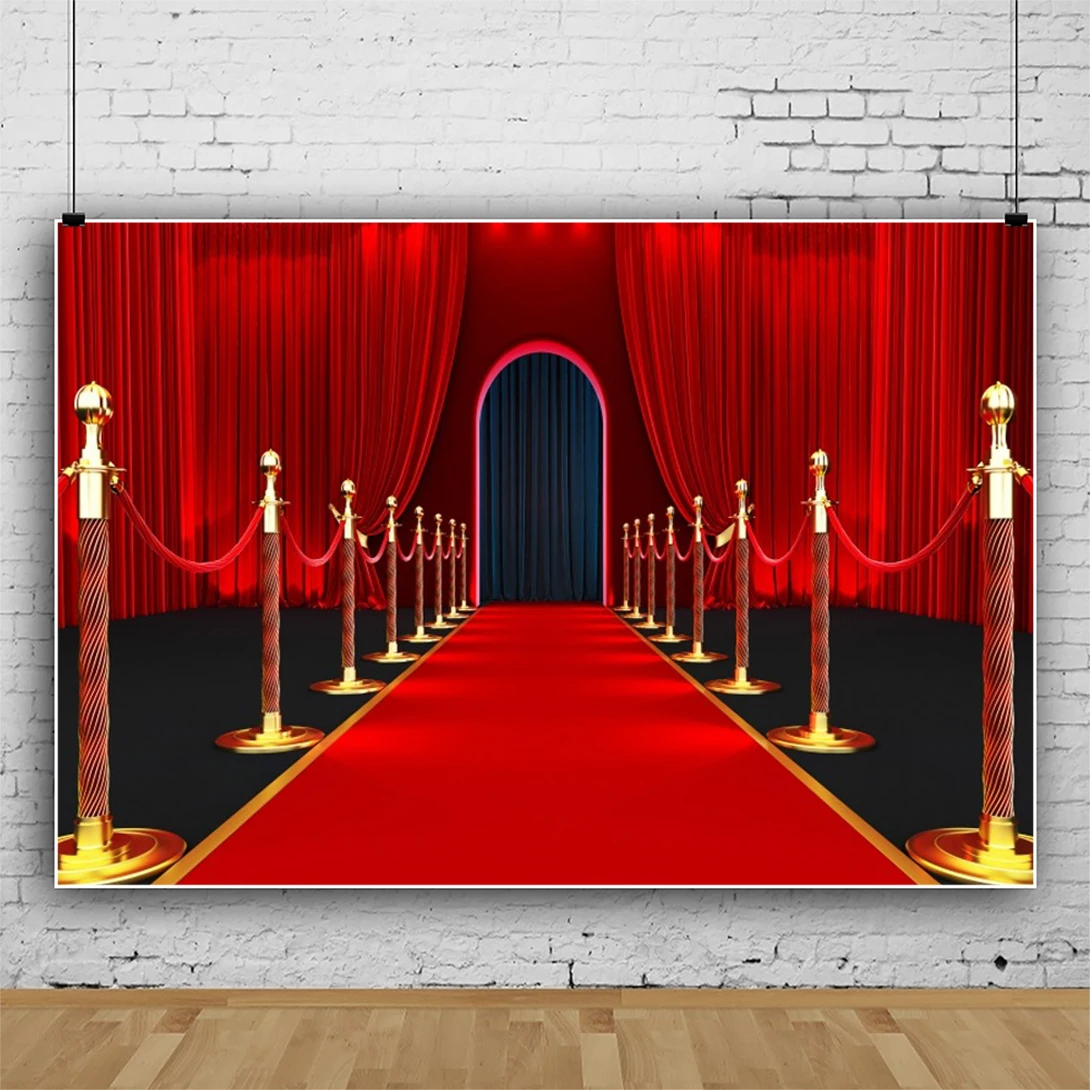 Movie Theme VIP Red Carpet Event Backdrop Black Gold Baby Shower Graduate Birthday Party Banner Cinema Show Ceremony Background