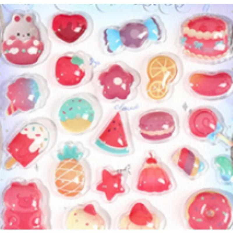 

Арбуз Любовь Бабочка Ледяной Бар Цветок Кролик Звезда Луна Планета Кит Раковина 3D Рельефные Наклейки для Детей Классические Игрушки