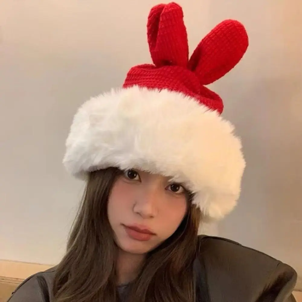 Fashion Cute Bunny Ears Winter Hat Thickened Keep Warm Plush Hats Outdoor Women Girl Ear Protection