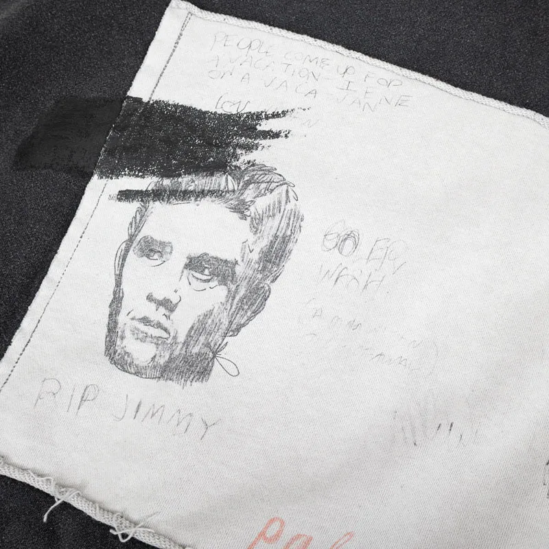 الاتجاه الماركات هوديي الرجعية تفعل القديمة ممزق هول عادية فضفاض البلوز عالية الجودة المرقعة طباعة الصوف مقنعين البلوز