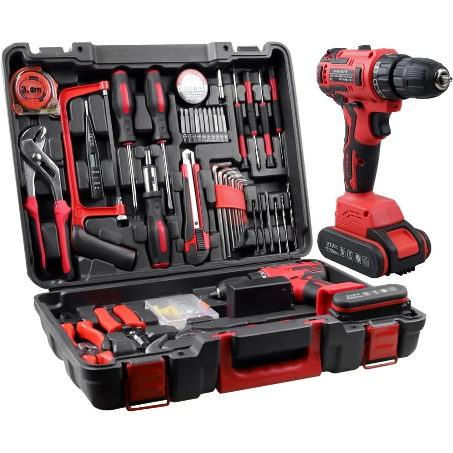 

Powerful Brushless Motor 21V Cordless Drill Set with 319 in-lb Torque for Home Workshops and DIY Projects Features Variable Spe