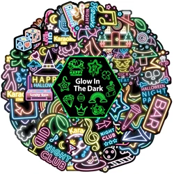 Neon Water Bottle Stickers for Kids Glow in The Dark, 59 PCS Vinyl Waterproof Stickers Pack for Laptop Skateboard Phone Case