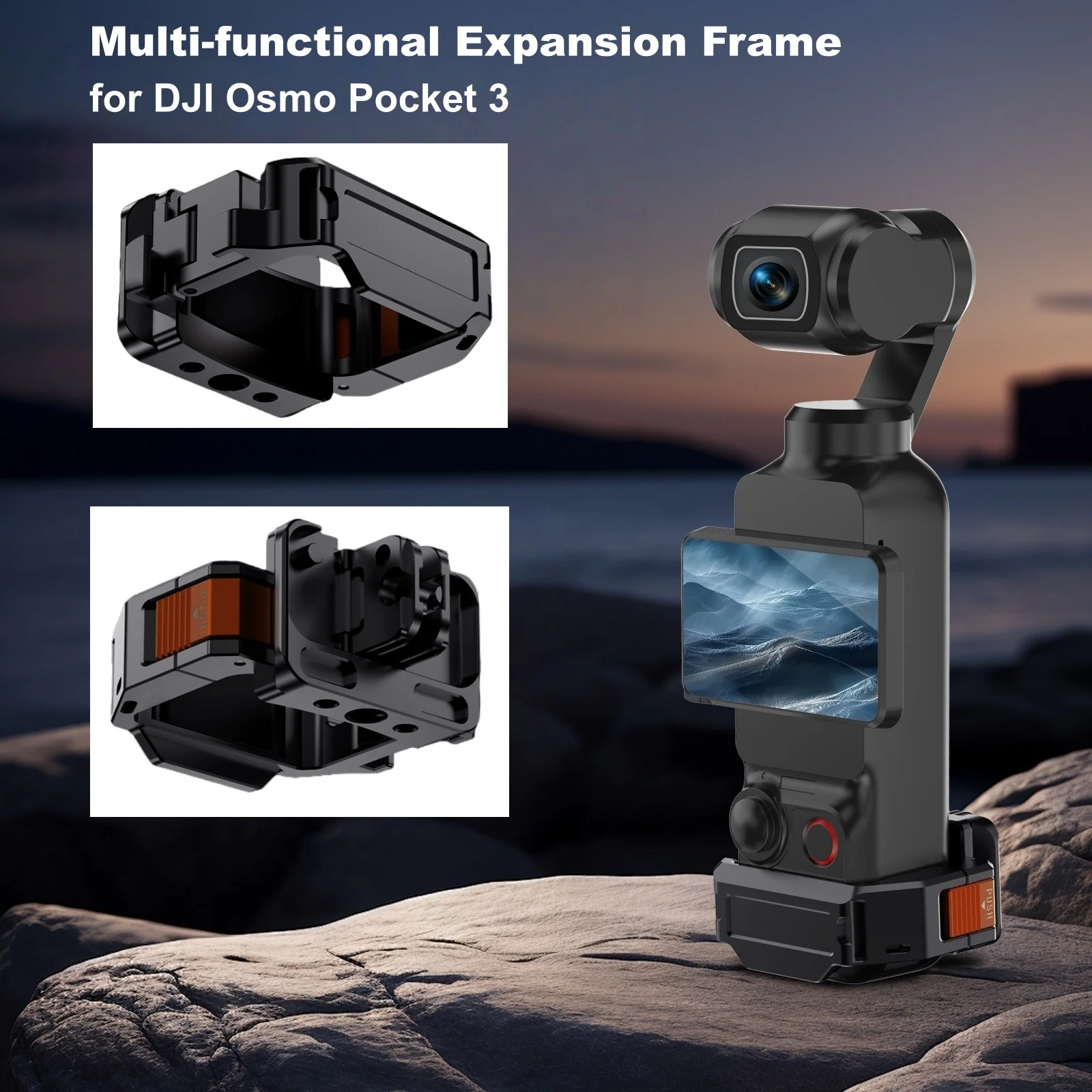 

Quick Release Expansion Adapter Mount for DJI Osmo Pocket 3 Aluminum Alloy Camera Protective Cage Frame Bracket 1/4" Cold Shoe