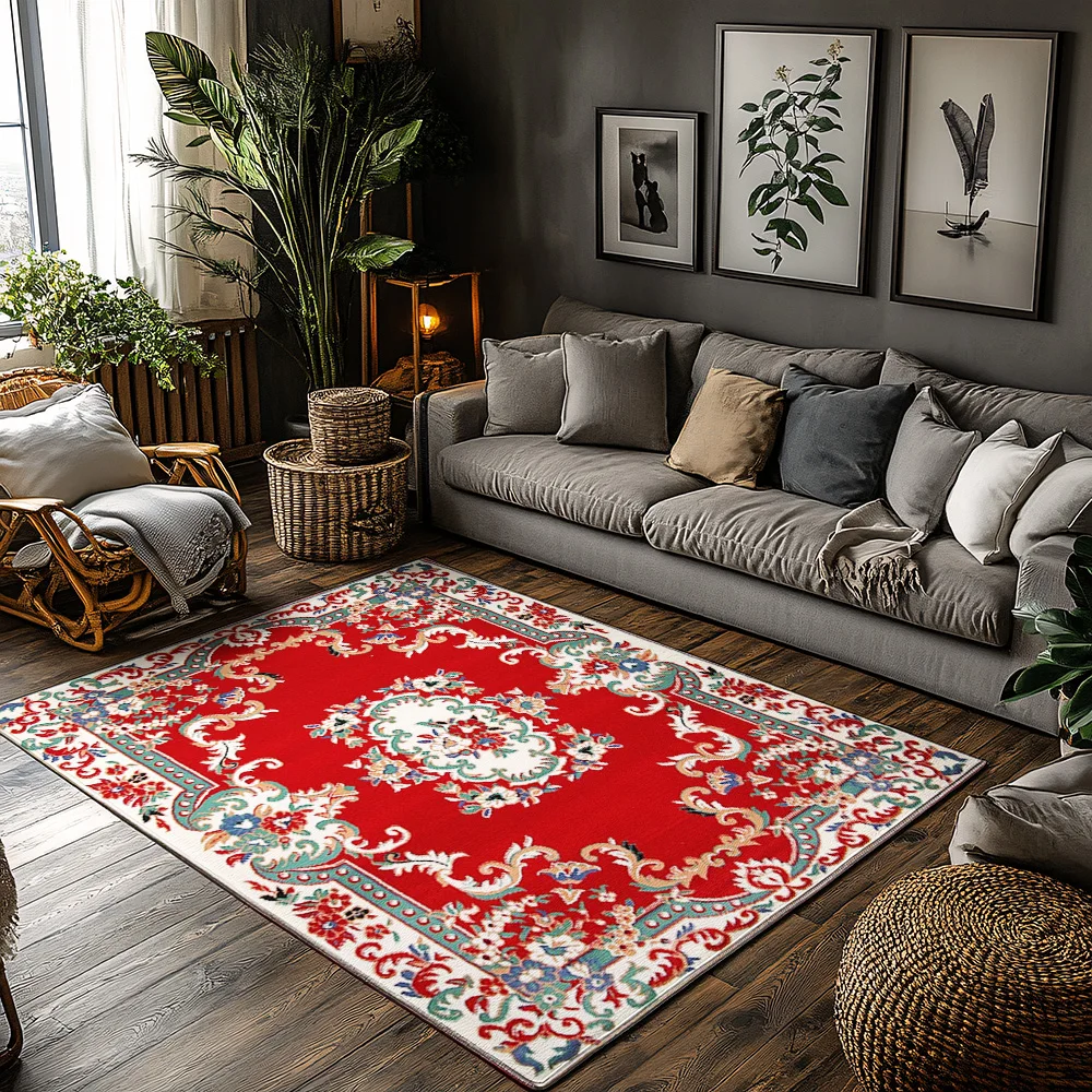 

Vintage Persian Area Rug Bohemian Carpet Non Slip Living Room Floor Mat Home Decor Farmhouse Entryway Door Mat Stylish Accent