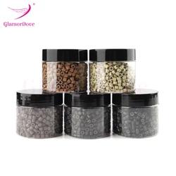 GlamorDove 1000 Uds. Micro anillos de 4mm para extensiones de cabello microeslabones para cabello forrado de silicona extensión de cabello accesorios de herramientas de cuentas