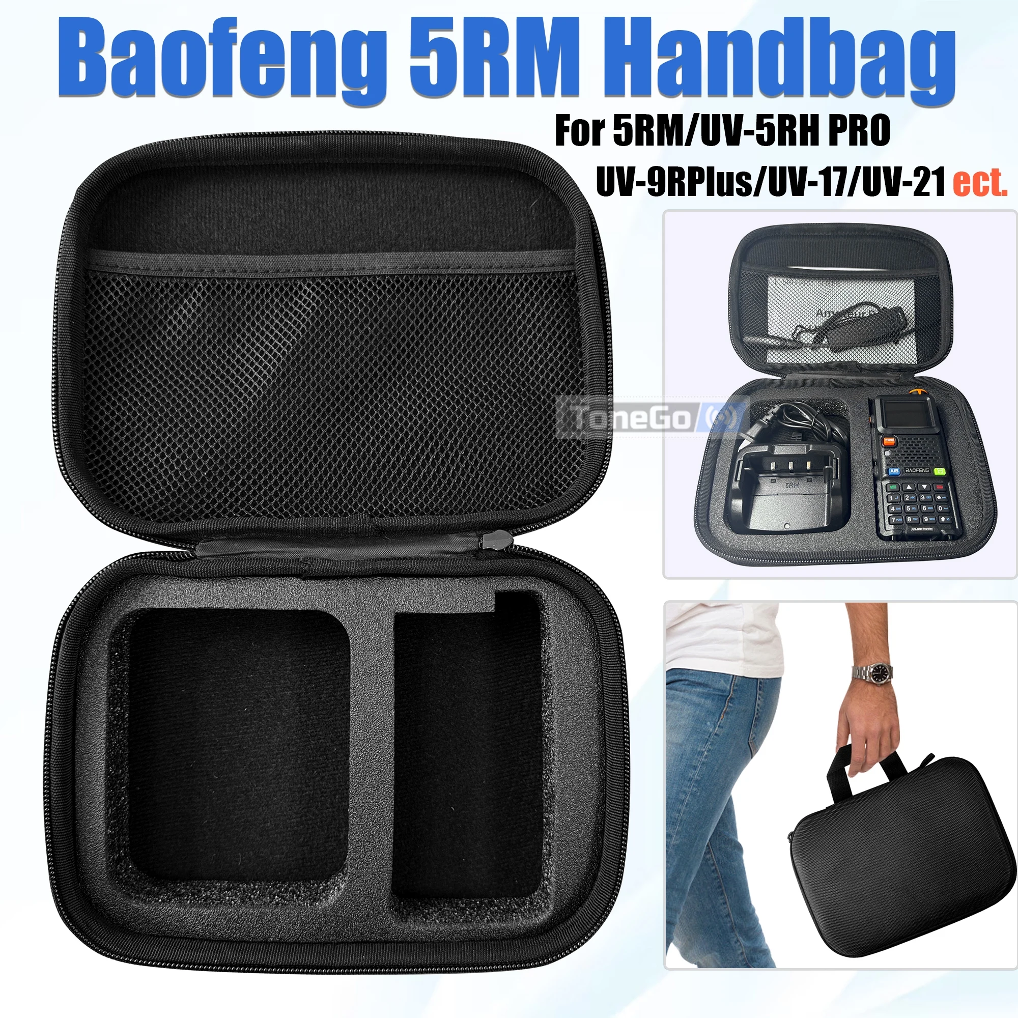 Baofeng 5RM Walkie Talkie Carrying Case UV-5RH Pro Case Bag Handbag Portable Box For UVK5 Pro Max UV-9R Plus UV17 Two Way  Radio
